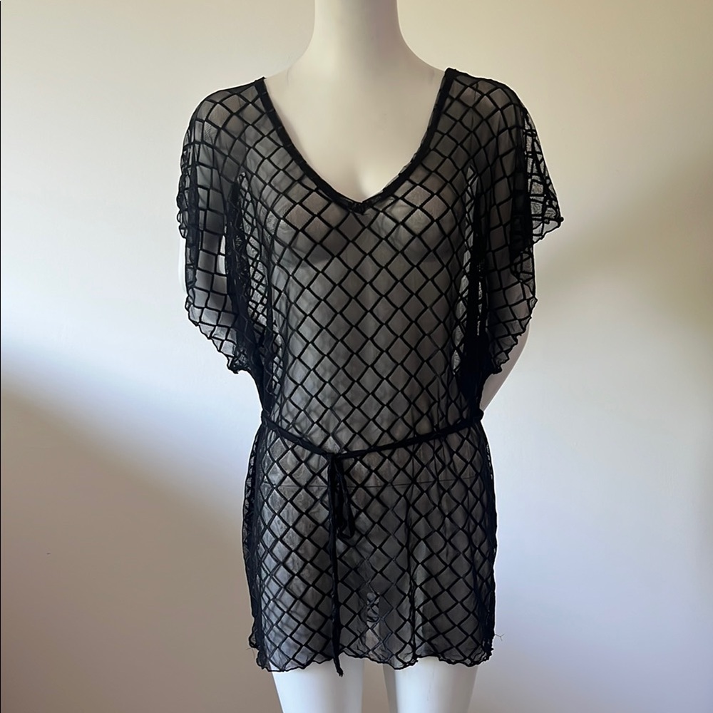 Jordan Taylor Black Sheer Swim Cover-Up